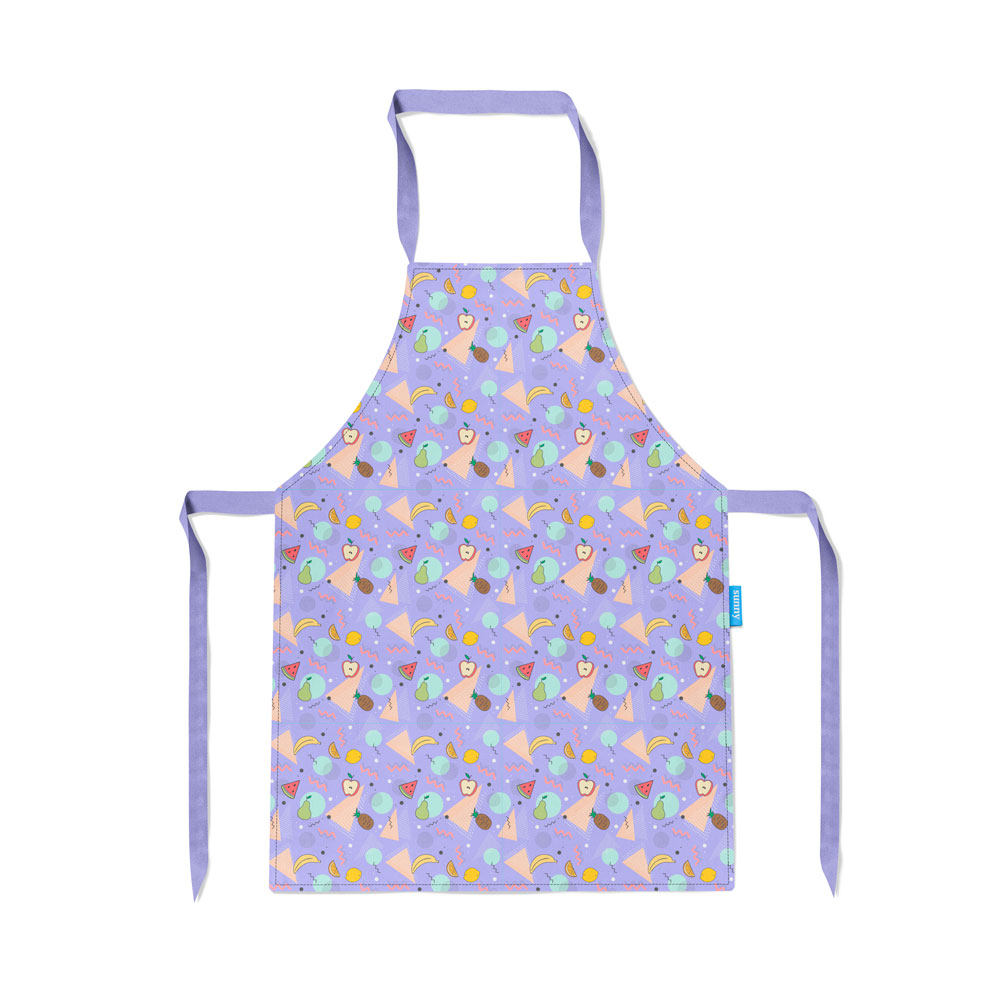 Have a passion in the kitchen? Worried you get spilled all-over? Fret not, let us get you covered and cooking in style with the Fruit Memphis - Purple Background Apron!
